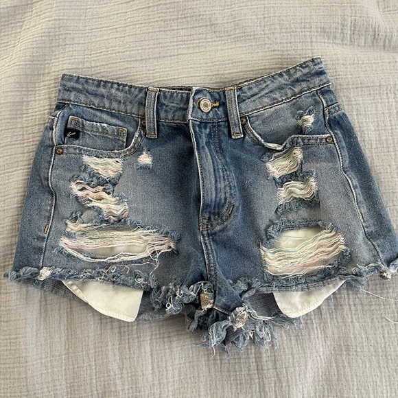 KanCan distressed high waisted denim shorts size 25 - Picture 1 of 7